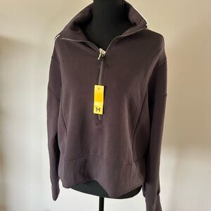 Women's Half-Zip Pullover Hoodie - Dark Grey